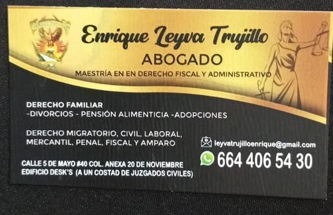 Tarjeta profesional de Enrique Leyva Trujillo